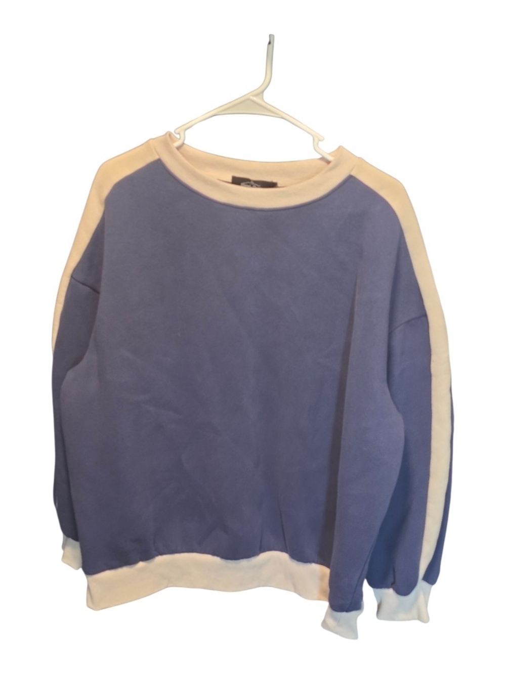 Women's Blue Crewneck Sweatshirt with Cream Trim